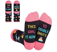 Gifts for 10 Year Olds Socks, 10 Year Old Gifts for Girls Birthday Socks Presents, This Girl Is Now 10 Design Socks, Gift for Girl Kids Granddaughter Stocking Fillers Happy 10th Birthday Gifts