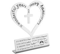 Gifts for 31st Wedding Anniversary, Happy 31st Anniversary Decorations for Couples, Parents, Husband, Wife, Friends, 31 Wonderful Years Keepsake Gifts for Her Him Desktop Decoration Sign - FSC093