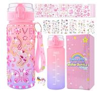Gifts for 4 5 6 7 8 9 10 11 Year Old Girls, DIY Water Bottle Birthday Christmas Gifts for Girls Age 3-12, Decorate Your Own Water Bottle Kids Diamond Unicorn Stickers, Presents Toys Crafts for Girl