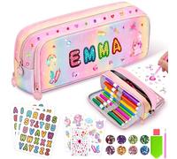 Gifts for 4 5 6 7 8 9 Year Old Girls: Arts and Crafts for Kids Age 6-7-8-9 Birthday Present Diamond Art Pencil Cases Organiser for Girl Toys Age 4-10 Diamond Painting Kit Pen Pouch Stationary for Girl