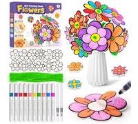 Gifts for 5 6 7 8 9 10 Year Old Girls, Art and Craft Drawing Kit Make Your Own Flower Bouquet for Kids, Creative Activity 3D Puffy Art Paint Toy for 6-12 Year Old Girl Birthday Presents Home Decor