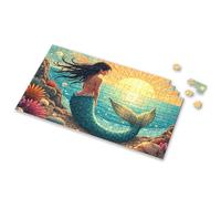 Gifts For 5 Year Old Girls Mermaid Watching The Sunset Picture Puzzle Outfoxed Game For Kids 300 Piece Puzzle(500PCS)