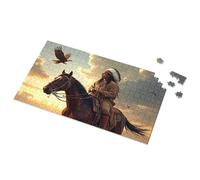 Gifts For 5 Year Old Girls Native American Warrior On Horseback At Sunset Picture Puzzle Puzzle Spot It Game For Kids(300PCS)