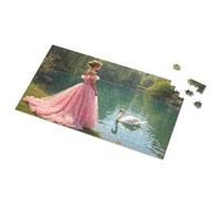 Gifts For 5 Year Old Girls Princess In Pink By The Lake With Swan Picture Puzzle Puzzle Spot It Game For Kids(1000PCS)