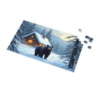 Gifts For 5 Year Old Girls Snowy Cabin And Bear In The Forest Picture Puzzle Puzzle Spot It Game For Kids(300PCS)