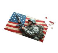 Gifts For 5 Year Old Girls Soldier In Front Of American Flag Picture Puzzle Puzzle Spot It Game For Kids(300PCS)