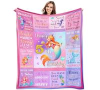 Gifts for 5 Year Old Girls - Throw Blanket 60"x50", Perfect Birthday Presents for Kids, 5th Birthday Gift Ideas for Girls, Cute & Soft Decoration Throw