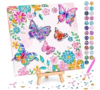 Gifts for 6 7 8 9 10 11 12 Year Old Girls: Craft Kits for Kids Age 5-7-8-10 DIY Diamond Arts Crafts for Kids Birthday Presents Butterfly Kits with Wooden Frame Creative Toys for Girl for Room Decor