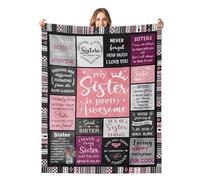 Gifts for Best Friend Sister Blanket 130x150 cm, Blanket Throw with Warm Words Printed on It for Her Sister Girlfriend Bestie on Birthday Christmas Wedding Flannel Hug Throw Friendship for All Seasons