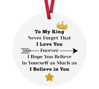 Gifts for Boyfriend Husband Fiance To My King Ceramic Ornament I Love You Gifts for Him Anniversary Keepsake Sign Fathers Day Valentines Day Gifts Christmas Ornament for Men