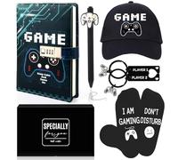Gifts for Boys 7 8 9 10 11 12 13 14 15 Year Old, Diary with Lock for Boys, Secret Diary Lockable Notebook Pen Back to School, Birthday Gifts Presents for Teenage Boy, Game Baseball Cap Socks Journal