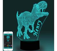 Gifts for Boys, Personalised Night Light for Kids, Children or Son, Custom Name Dinosaur Table Lamp, Bedroom Acrylic LED Gift for Birthday, Halloween, Christmas, New Year, Room Decor