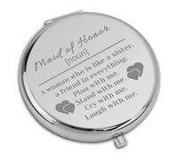 Gifts for Bridesmaid Maid of Honor Thank You Gifts Compact Pocket Makeup Mirror Maid of Honor Gift from The Bride Wedding Appreciation Present for Best Friends Sister in Law Bridesmaid Proposal Gift