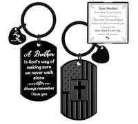 Gifts for Brother from Sister, Brother Birthday Keychain gift with Card, Remember I Love You Gift Key chain on Mothers Day Fathers Day Birthday Christmas Graduation