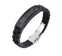 Gifts for Brother Personalised Mens Bracelets - Black Adjustable Men's Silicone Bracelet Engraved Inspirational Message, To My Brother Bracelet Customised Gifts for Graduation Christmas Birthday