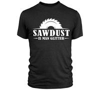 Gifts for Carpenters - Sawdust is Man Glitter T Shirt - Garage Dad T-Shirt, XL, Black