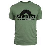 Gifts for Carpenters - Sawdust is Man Glitter T Shirt - Garage Dad T-Shirt, XXL, Military Green