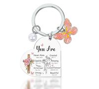 Gifts For Christian Women,Cross Keyring,Christian Gift, Inspirational Bible Verse for Friends Teen Girl Butterfly Keyring Spiritual Gifts Religious Biblical Present for Women Faith Based Gift