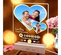 Gifts for Couple, Personalised Spotify Plaque Heart Photo Frame,Anniversary Wedding Gifts for Couples, Custom Music Picture Plaque Birthday Gift for Husband Girlfriend Boyfriend, Romantic Gift Him Her