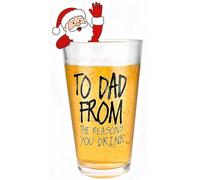 Gifts for Dad,16 OZ/480ml Funny Beer Glass Stocking Stuffers for Men, Fathers Day Dad Gifts from Daughter Son Wife, Christmas Birthday Anniversary Retirement Valentines Day Presents for Him Husband