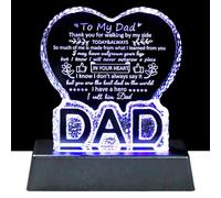 Gifts for Dad from Daughter Son Crystal Engraved Keepsakes with Light Base - Father's Day Birthday Dad Gifts - To My Dad Gifts for Tabletop Home Decor