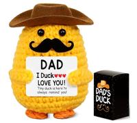 Gifts for Dad from Daughter, Son or Wife, Handmade Crochet Duck Gift for Father Daddy Papa with 'DAD I Love You' Sign, Cool Present for Birthday Christmas Father's Day