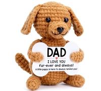Gifts for Dad, Handmade Crochet Dog, Mini Small Puppy Doll Gift for Daddy from Daughter Son, Emotional Positive I Love You Present for Daddy Step Dad Christmas Birthday