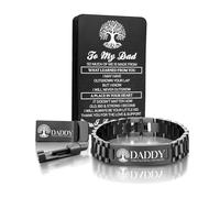 Gifts for Dad Husband Fathers Day Warm Gift Set from Daughter, Son, Wife Includes Black Stainless Steel Men's Bracelet, Dads Gift Box, Daddy Money Clip, Best Dad Ever Gifts for Birthday Christmas