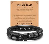 Gifts for Dad Mens Bracelets - Black Braided Leather Bracelet Engraved Love My Dad for Men, Daddy Gifts from Daughter Son, Gift for Father's Day Birthday Christmas