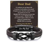 Gifts for Dad Mens Bracelets - Brown Braided Leather Infinity Knot Bracelet Engraved Love My Dad for Men, Daddy Gifts from Daughter Son, Gift for Father's Day Birthday Christmas