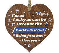 Gifts For Dad Wooden Heart Plaque, Dark Wood Sign,Dad Birthday Gifts for Him, Worlds Best Dad Hanging Wood Heart, Father Papa, Presents For Dad on his Birthday - Made in The UK by Stuff4