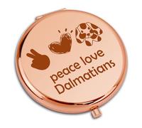 Gifts for Dalmatians Lovers Travel Compact Pocket Makeup Mirror for Dalmatian Owners Dog Mum Dog Lovers Friends Daughter Sisters Colleague Christmas Birthday Present Round Rose Gold Makeup Mirror