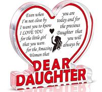Gifts for Daughter Birthday Christmas from Mom Dad, Xmas Stocking Stuffers Dear Daughter Gifts from Mother Father, Heart Acrylic Plaque Desk Decoration Signs