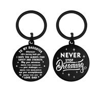 Gifts for Daughter from Dad - Never Stop Dreaming Inspirational Keyring - Daughter Birthday Graduation Gifts from Dad