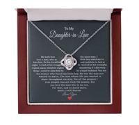 Gifts For Daughter in Law Necklace From Mother in Law For Christmas Birthday Gifts For Bonus Daughter on Wedding Day with Message Card and Gift Box, Stainless Steel, Cubic Zirconia