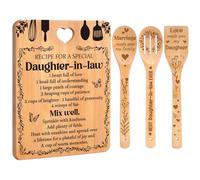 Gifts for Daughter in Law - "Recipe for a Special Daughter-in-Law" Daughter in Law Birthday Gifts Cutting Board Set, Bamboo-Made Engraved Utensil Set Gifts for Daughter in Law.