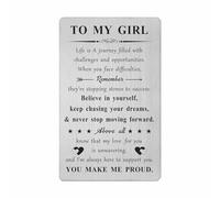 Gifts for Daughter - You Make Me Proud Engraved Metal Wallet Card - Daughter Birthday Graduation Christmas Card from Mum or Dad
