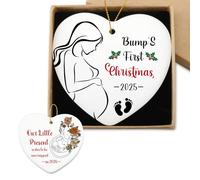 Gifts for Expecting Mom Dad Our Little Present is Due to Be Unwrapped in 2026 Christmas Ornament Newborn Baby Gift Pregnancy Announcement Ceramic Heart Keepsake Ornament