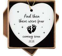 Gifts for Expecting Parents and Then There were Four Ceramic Ornament Expecting Parents to Be Unique Gifts Pregnancy Announcement for Husband Family Grandparents Christmas Tree Decoration
