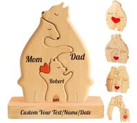Gifts for Father-Personalized Wooden Bear Puzzle Custom Mama Bear Puzzle with 2-7 Names for Home Decor Personalized Gifts for Mother's Day Father's Day Birthday Christmas House Warming (Style-7)