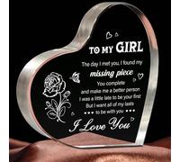 Gifts for Girlfriend, Heart Shaped Acrylic I Love You Plaque Keepsake, Christmas Anniversary Birthday Gifts for Her Girlfriend Fiancee GF