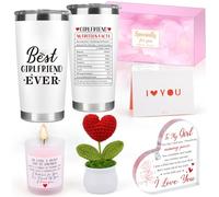 Gifts for Girlfriend Her, Best Girlfriend Ever Tumbler, Romantic Anniversary Birthday Gift for My Girlfriend Women, I Love You Gifts Heart Shaped Acrylic Plaque, Cute Christmas Girlfriend Presents