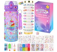 Gifts for Girls 5 6 7 8 9 10 11 Year Old, DIY Water Bottle Bracelet Making Crafts Kit, Christmas Birthday Gifts Presents Toys for Girls 4-12, Decorate Your Own Water Bottle Kids Gem Unicorn Stickers