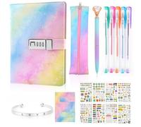 Gifts for Girls 6 7 8 9 10 11 12 13 Years Old, Lockable Secret Diary for Girls Journal Notebook Girls Diary with Lock Back to School Stationery Set Stickers Pencil Case Gifts for Girls Teenage 7-16