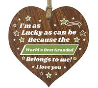 Gifts For Grandad Wooden Heart Plaque, Dark Wood Sign,Grandad Birthday Gifts for Him, Worlds Best Grandad Hanging Wood Heart, Poppy, Presents For Grandad on his Birthday - Made in The UK by Stuff4