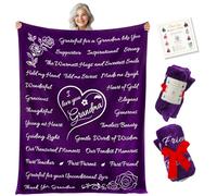 Gifts for Grandma Blanket, Valentines Day Gifts For Grandma, Gifts For Women, Grandma Gifts, Best Grandma, Grandma Gifts from Grandchildren, Grandmother Gifts, Throw Blanket 65”x50” (Purple)