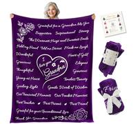 Gifts for Grandma Blanket, Valentines Day Gifts For Grandma, Gifts For Women, Grandma Gifts, Best Grandma, Grandma Gifts from Grandchildren, Grandmother Gifts, Throw Blanket 65”x50” (Purple)