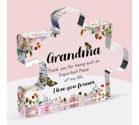 Gifts for Grandma - Engraved Acrylic Puzzle Piece - Adorable Grandma Presents for Birthday, Christmas, Thanksgiving - Elegant Decorative Plaque with Lovely Quote - Chic Home, Office Decoration
