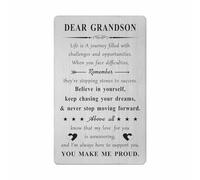 Gifts for Grandson - You Make Me Proud Engraved Metal Wallet Card - Grandson Birthday Graduation Christmas Card from Grandma Grandpa