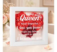 Gifts for Her Anniversary Birthday, Shadow Box Frame with Eternal Roses | Gifts for Wife/Girlfriend "To My Queen" Anniversary Gifts, Wife Gifts, Romantic Presents for Her Birthday Xmas Valentines Day